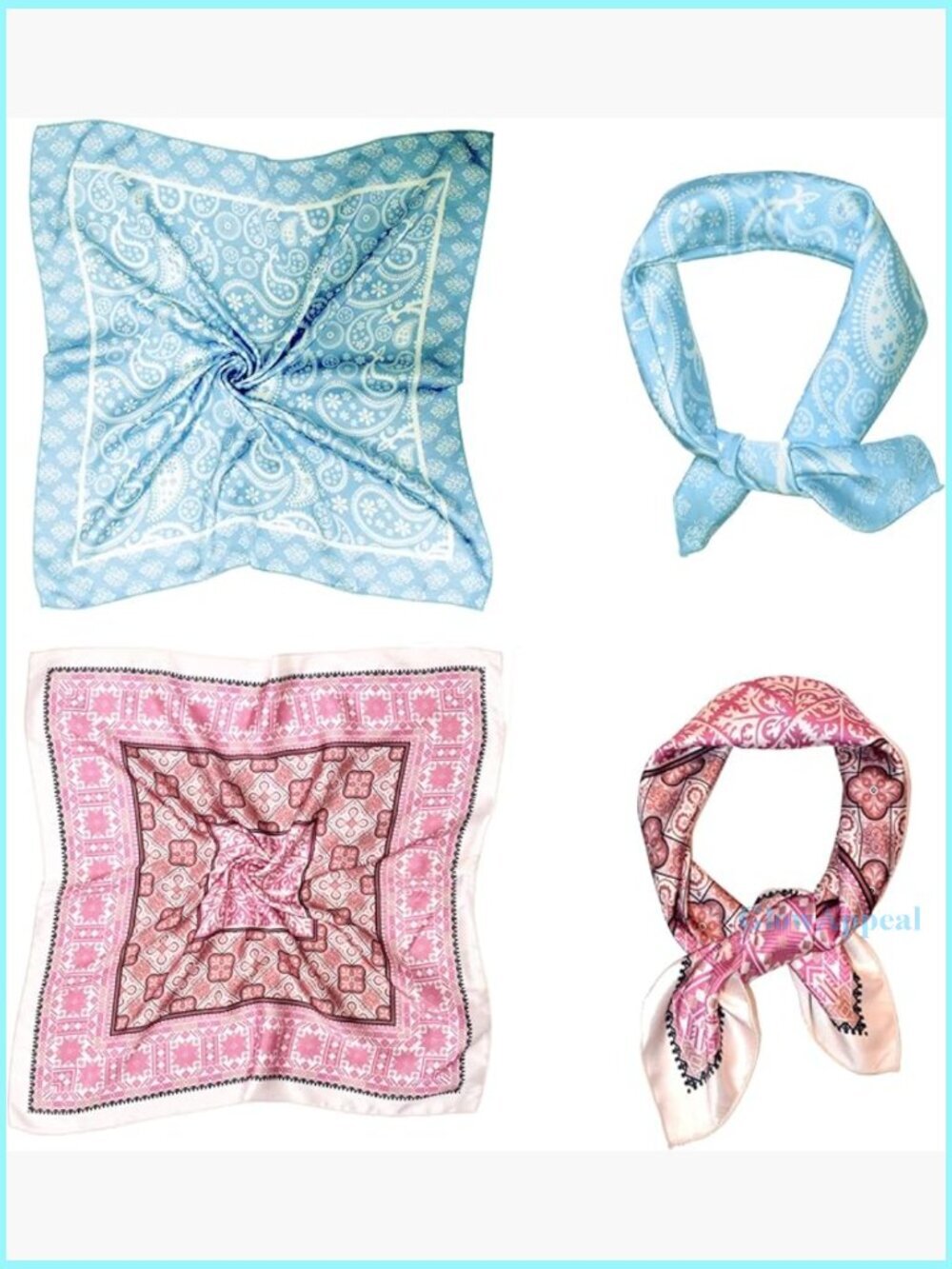 Silk Feeling Square Scarf 21x21 Inch Lightweight Hair Wrap Fashion Accessory